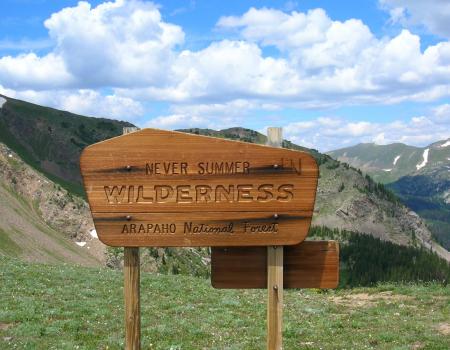 Never Summer Wilderness Sign