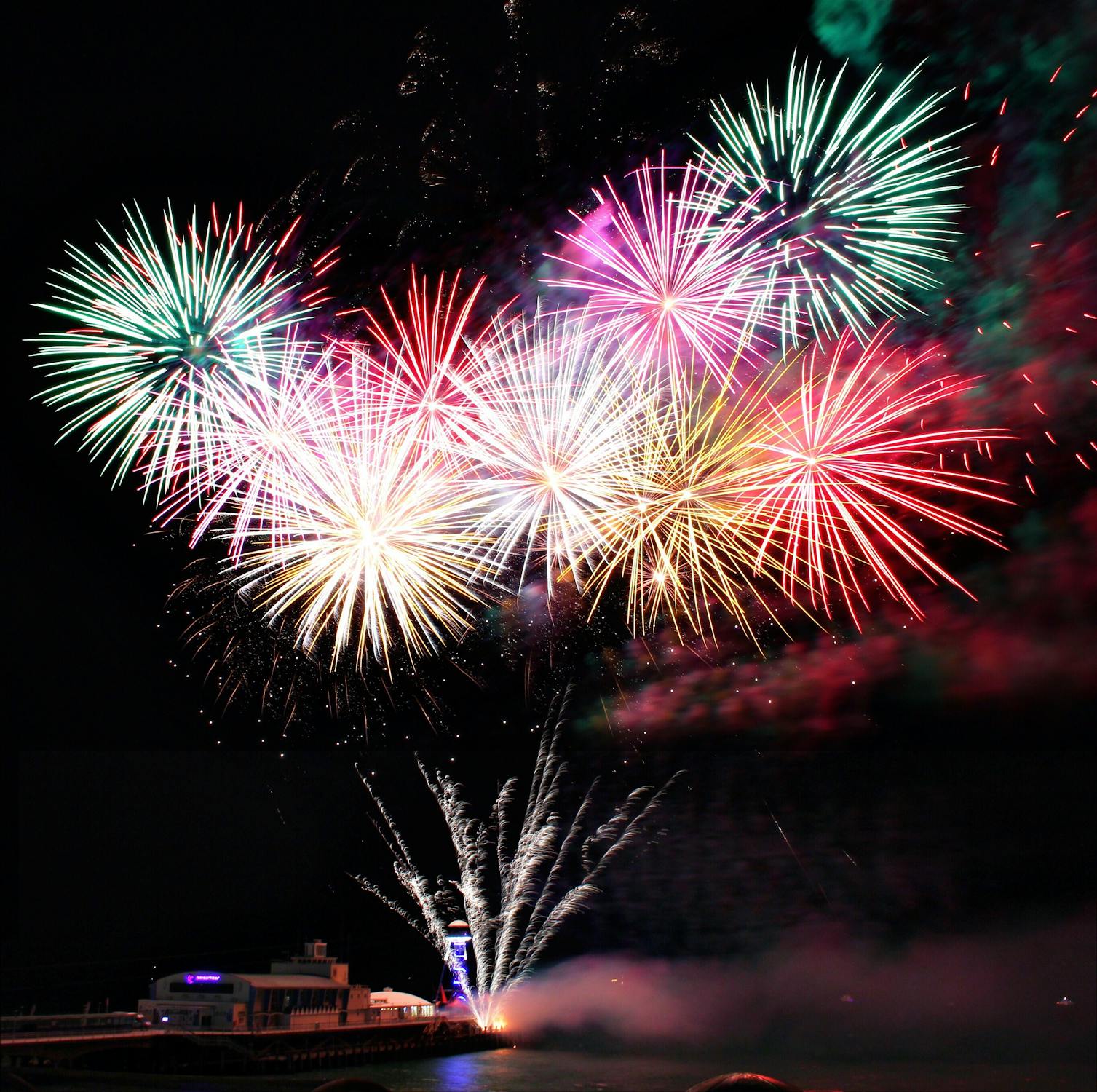 fireworks in the night sky