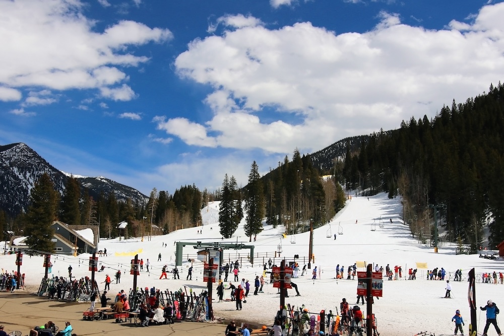 crowded base at Colorado Ski resort
